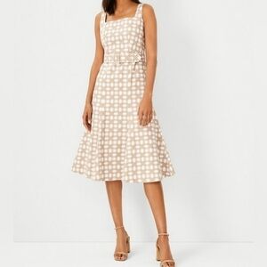 Ann Taylor linen blend rattan print dress size 8P